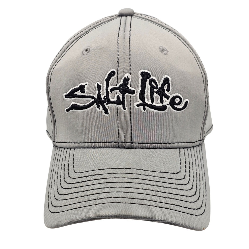 Salt Life Hat Cap Gray A-Flex Stretch Fit Performance Fishing Men OSFM Grey EUC